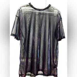 Divided Color Shift Mesh T shirt